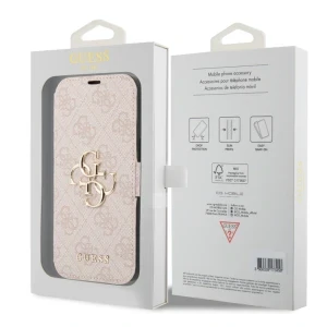 Husa Book Guess PU 4G Metal Logo Book pentru iPhone 15 Pro Max Pink thumb