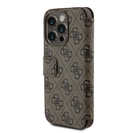 Husa Guess PU 4G Metal Logo Book Pouzdro pro iPhone 15 Pro Brown