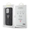 Husa Guess PU Grip Stand 4G Strass Triangle Metal Logo pentru iPhone 15 Black