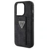 Husa Guess PU Grip Stand 4G Strass Triangle Metal Logo pentru iPhone 15 Black