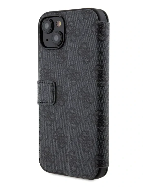 Husa Guess PU Leather 4G Metal Logo Book Pouzdro pro iPhone 15 Plus Grey