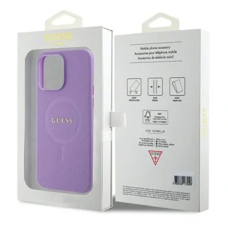 Husa Guess PU Saffiano MagSafe pentru iPhone 15 Pro Mov