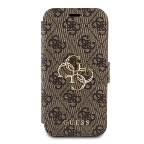 Husa Guess PU 4G Metal Logo Book pentru iPhone 15 Brown