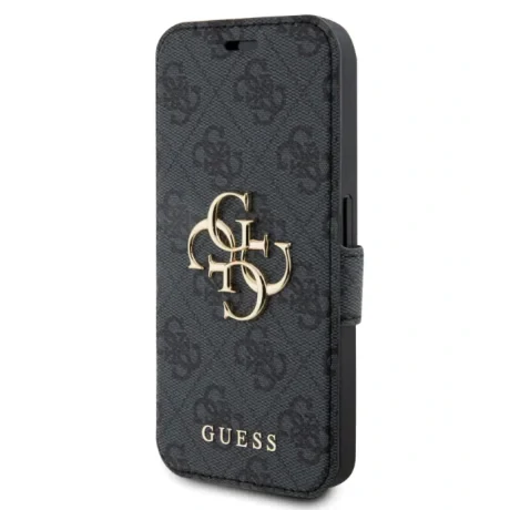 Husa Guess PU 4G Metal Logo Book pentru iPhone 15 Pro Gri