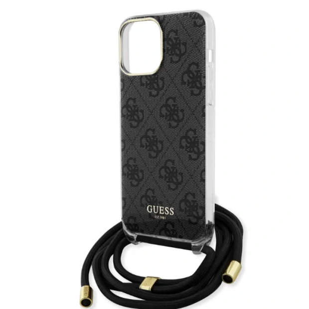 Husa Guess IML 4G Printed Crossbody pentru  iPhone 15 Black