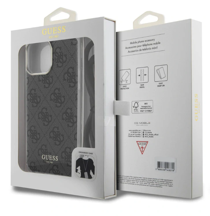 Husa Guess IML 4G Printed Crossbody pentru  iPhone 15 Black thumb
