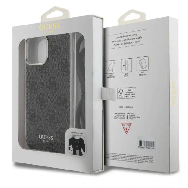 Husa Guess IML 4G Printed Crossbody pentru  iPhone 15 Black
