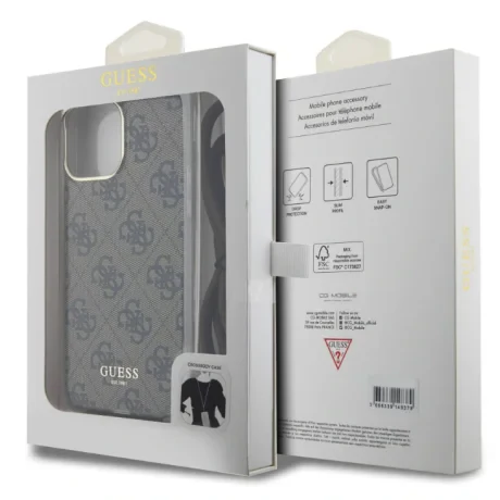 Husa Guess IML 4G Printed Crossbody pentru iPhone 15 Brown