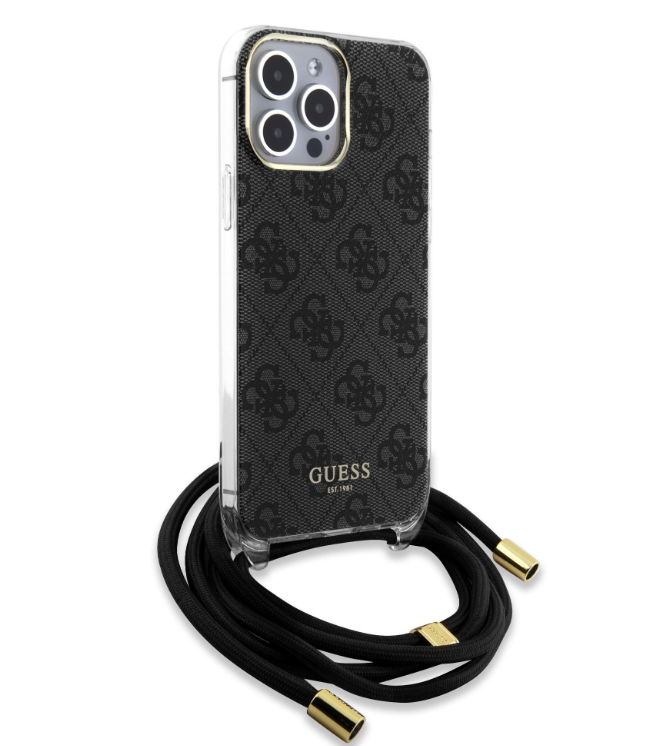 Husa Guess IML 4G Printed Crossbody pentru iPhone 15 Pro Black thumb
