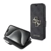 Husa Guess PU 4G Metal Logo Book pentru iPhone 15 Grey