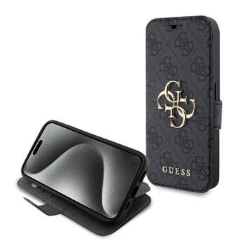 Husa Book Guess PU 4G Metal Logo pentru Phone 15 Pro Max Grey thumb