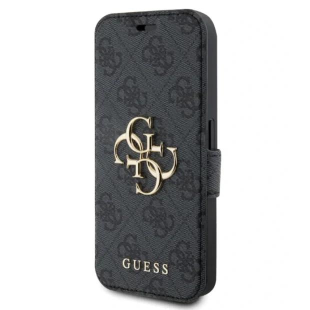 Husa Book Guess PU 4G Metal Logo pentru Phone 15 Pro Max Grey
