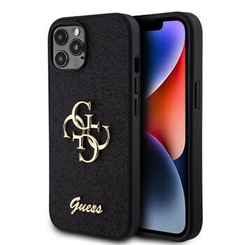 Husa Guess PU Fixed Glitter 4G Metal Logo pentru iPhone 12/12 Pro Black thumb