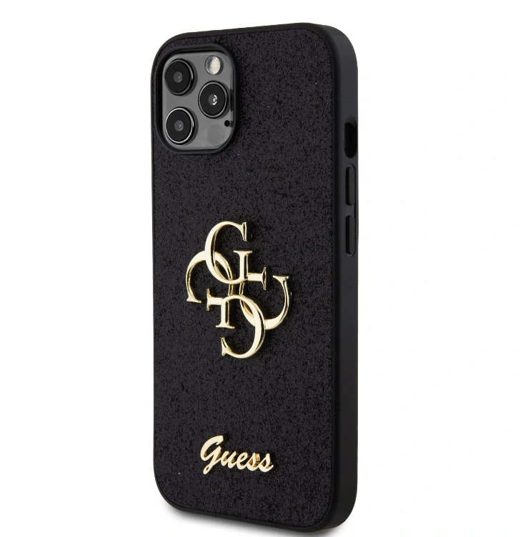 Husa Guess PU Fixed Glitter 4G Metal Logo pentru iPhone 12/12 Pro Black thumb