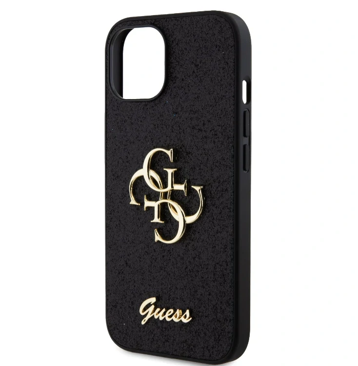 Husa Guess PU Fixed Glitter 4G Metal Logo pentru iPhone 12/12 Pro Black thumb