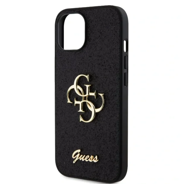 Husa Guess PU Fixed Glitter 4G Metal Logo pentru iPhone 12/12 Pro Black