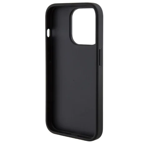Husa Guess PU Grip Stand 4G Strass Triangle Metal Logo pentru iPhone 15 Pro Max Black