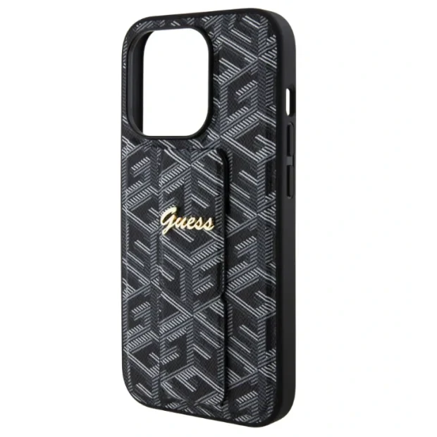 Husa Guess PU Grip Stand G Cube pentru iPhone 15 Black