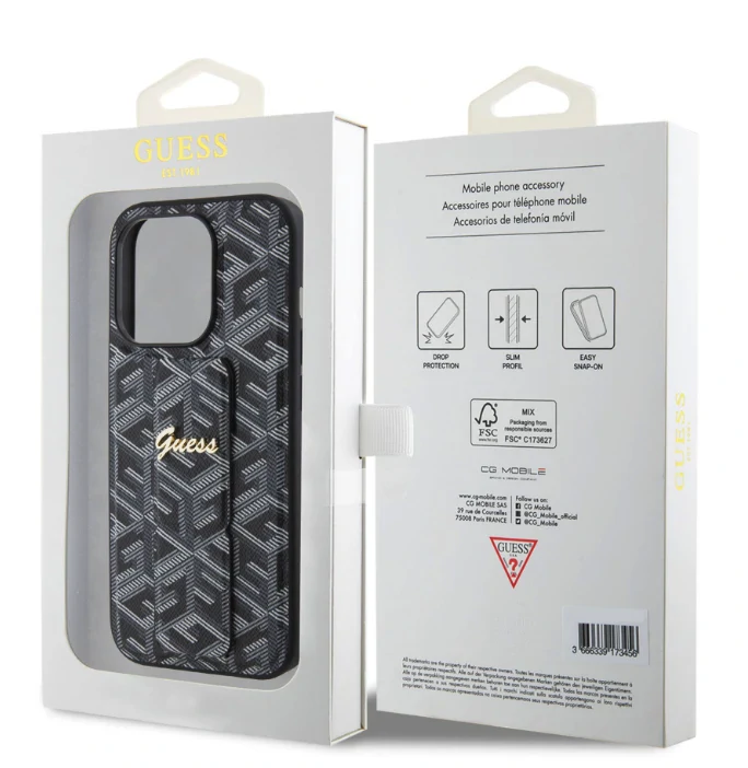 Husa Guess PU Grip Stand G Cube pentru iPhone 15 Black thumb