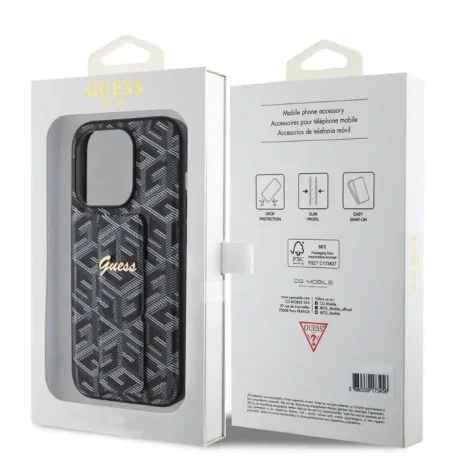 Husa Guess PU Grip Stand G Cube pentru iPhone 15 Pro Max Black