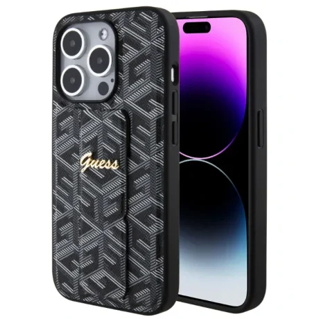 Husa Guess PU Grip Stand G Cube pentru iPhone 15 Pro Max Black