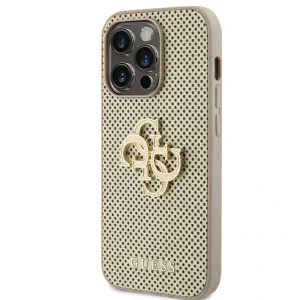 Husa Guess PU Perforated 4G Glitter Metal Logo pentru iPhone 15 Pro Max Gold