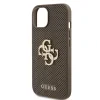 Husa Guess PU Perforated 4G Glitter Metal Logo pentru iPhone 15 Taupe