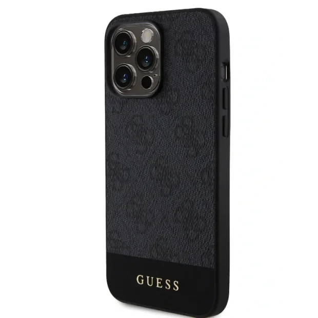 Husa Guess PU 4G Stripe MagSafe pentru iPhone 15 Pro Black