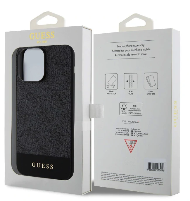 Husa Guess PU 4G Stripe MagSafe pentru iPhone 15 Pro Black thumb