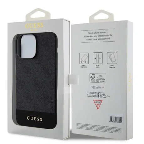 Husa Guess PU 4G Stripe MagSafe pentru iPhone 15 Pro Black