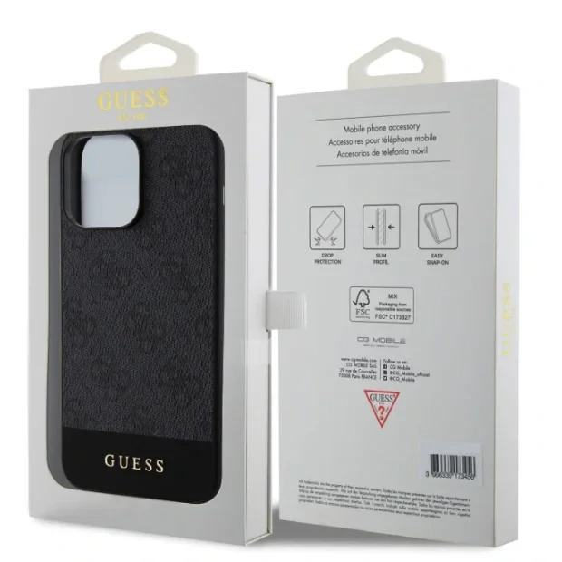 Husa Guess PU 4G Stripe MagSafe pentru iPhone 15 Pro Black