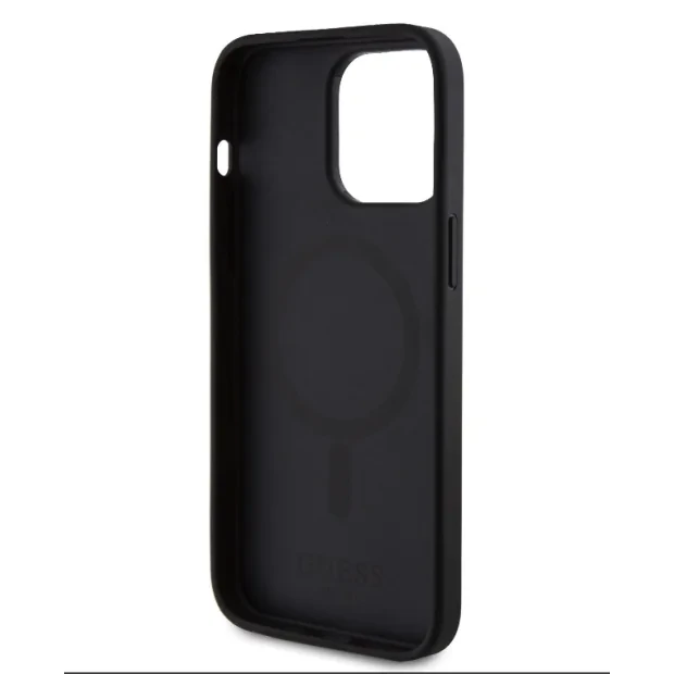 Husa Guess PU 4G Stripe MagSafe pentru iPhone 15 Pro Black