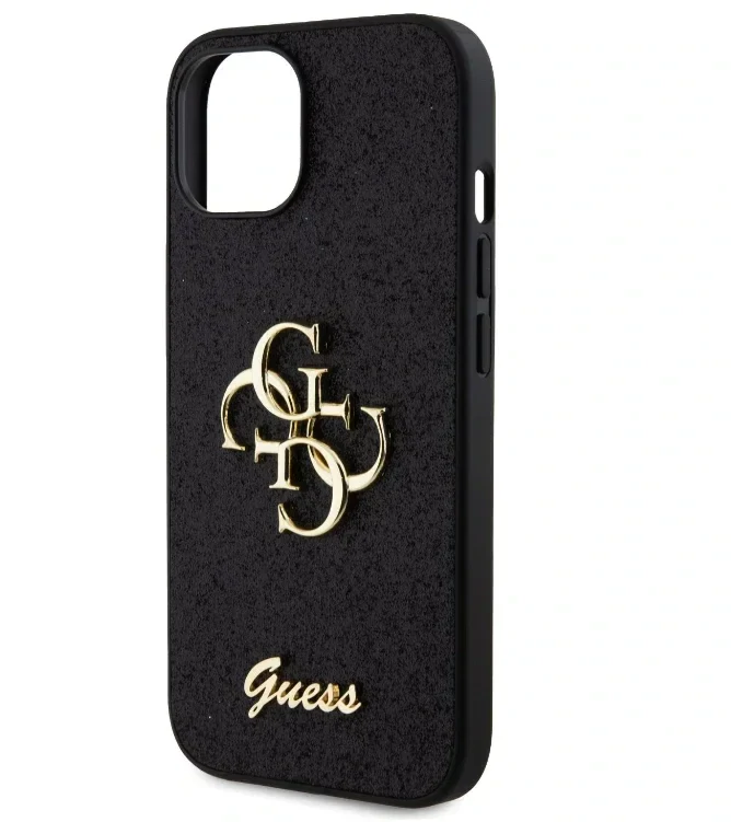 Husa Guess PU Fixed Glitter 4G Metal Logo pentru iPhone 13 Black