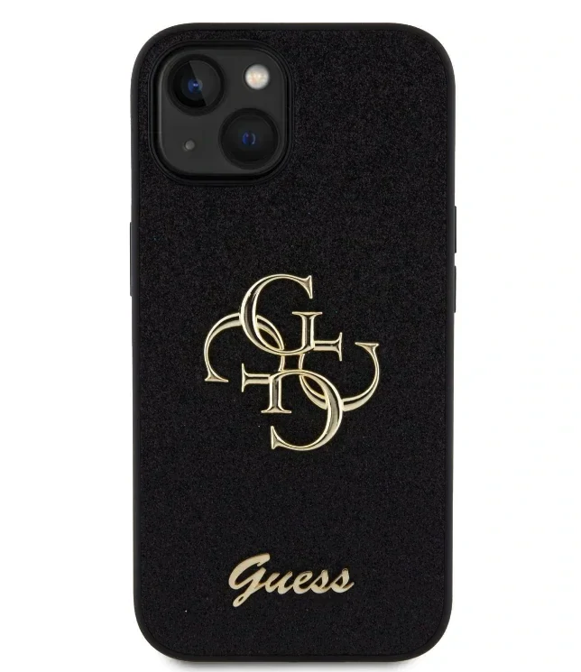Husa Guess PU Fixed Glitter 4G Metal Logo pentru iPhone 13 Black