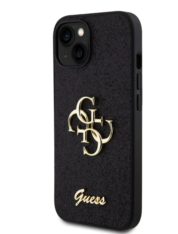 Husa Guess PU Fixed Glitter 4G Metal Logo pentru iPhone 13 Black thumb