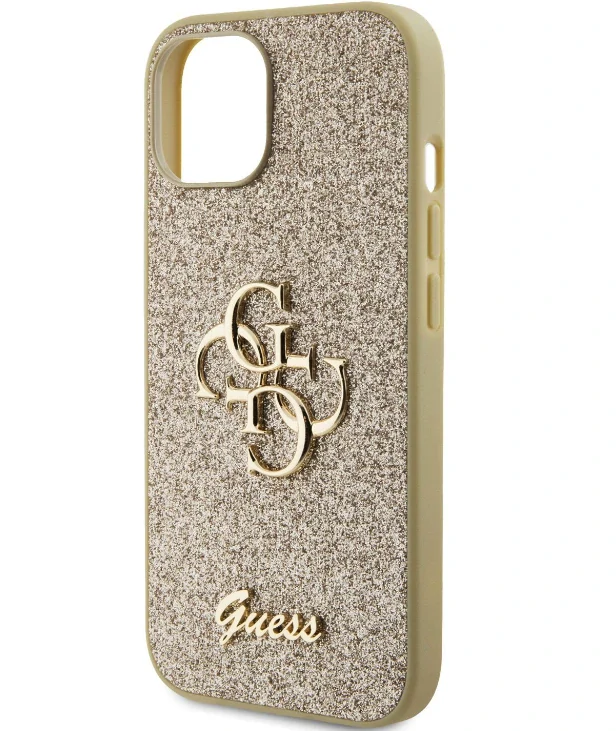 Husa Guess PU Fixed Glitter 4G Metal Logo pentru iPhone 13 Gold thumb