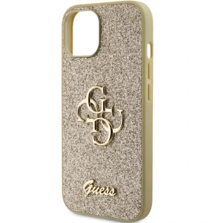 Husa Guess PU Fixed Glitter 4G Metal Logo pentru iPhone 13 Gold