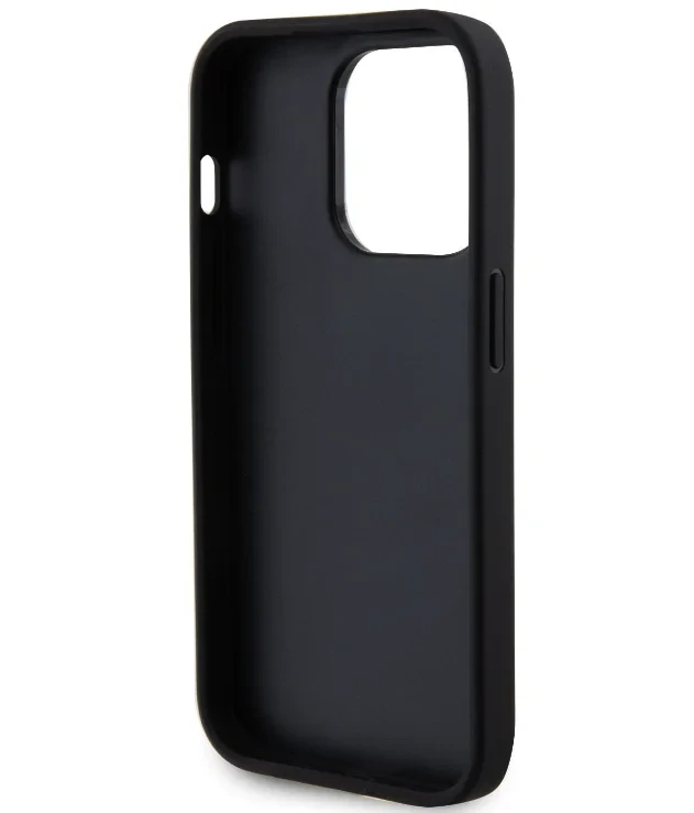 Husa Guess PU Perforated 4G Glitter Metal Logo pentru iPhone 13 Black