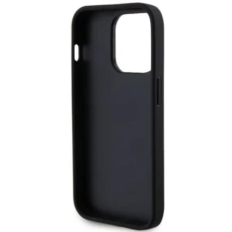 Husa Guess PU Perforated 4G Glitter Metal Logo pentru iPhone 13 Black