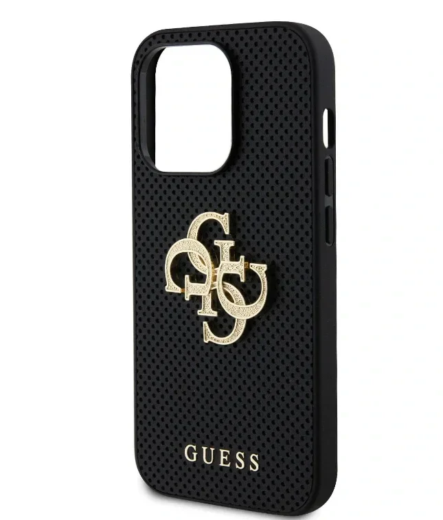 Husa Guess PU Perforated 4G Glitter Metal pentru iPhone 14 Pro Negru