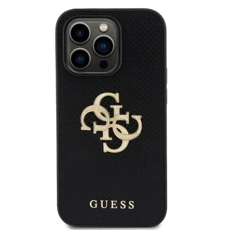 Husa Guess PU Perforated 4G Glitter Metal pentru iPhone 14 Pro Negru
