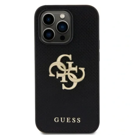 Husa Guess PU Perforated 4G Glitter Metal pentru iPhone 14 Pro Negru