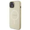 Husa Guess PU Saffiano MagSafe pentru iPhone 15 Beige