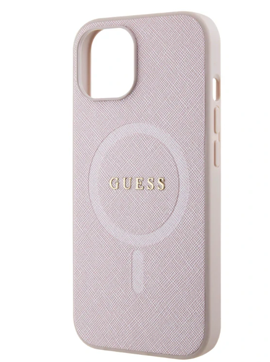 Husa Guess PU Saffiano MagSafe pentru iPhone 15 Pink thumb