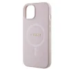 Husa Guess PU Saffiano MagSafe pentru iPhone 15 Pink