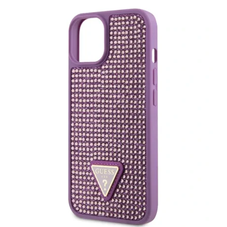 Husa Guess Rhinestones Triangle Metal Logo pentru iPhone 13 Purple