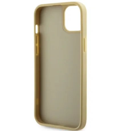 Husa Guess Rhinestones Triangle Metal Logo pentru iPhone 15 Gold