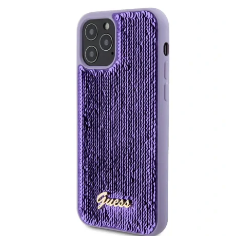 Husa Guess Sequin Script Logo pentru iPhone 12/12 Pro Purple