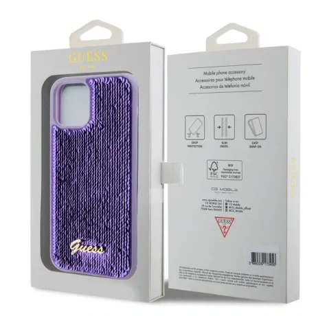 Husa Guess Sequin Script Logo pentru iPhone 12/12 Pro Purple