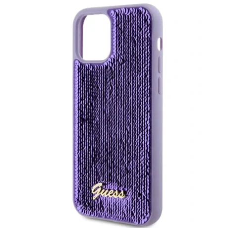 Husa Guess Sequin Script Logo pentru iPhone 12/12 Pro Purple